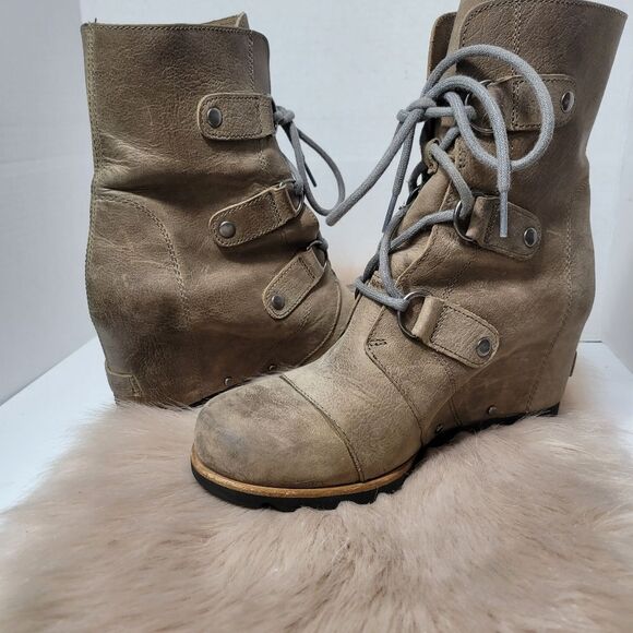 Sorel Women's NL2132 Brown Leather Joan of Arctic Wedge Waterproof Boots 8.5 - Picture 5 of 8